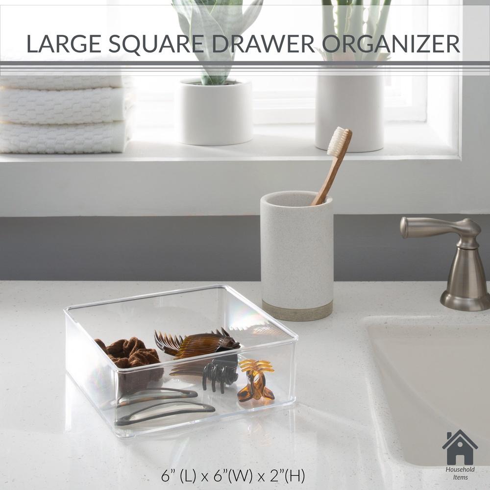 Large Square Drawer Organizer Clear Multipurpose Storage Bin Bathroom Vanity Desk Accessories Jewelry Office Home Essentials