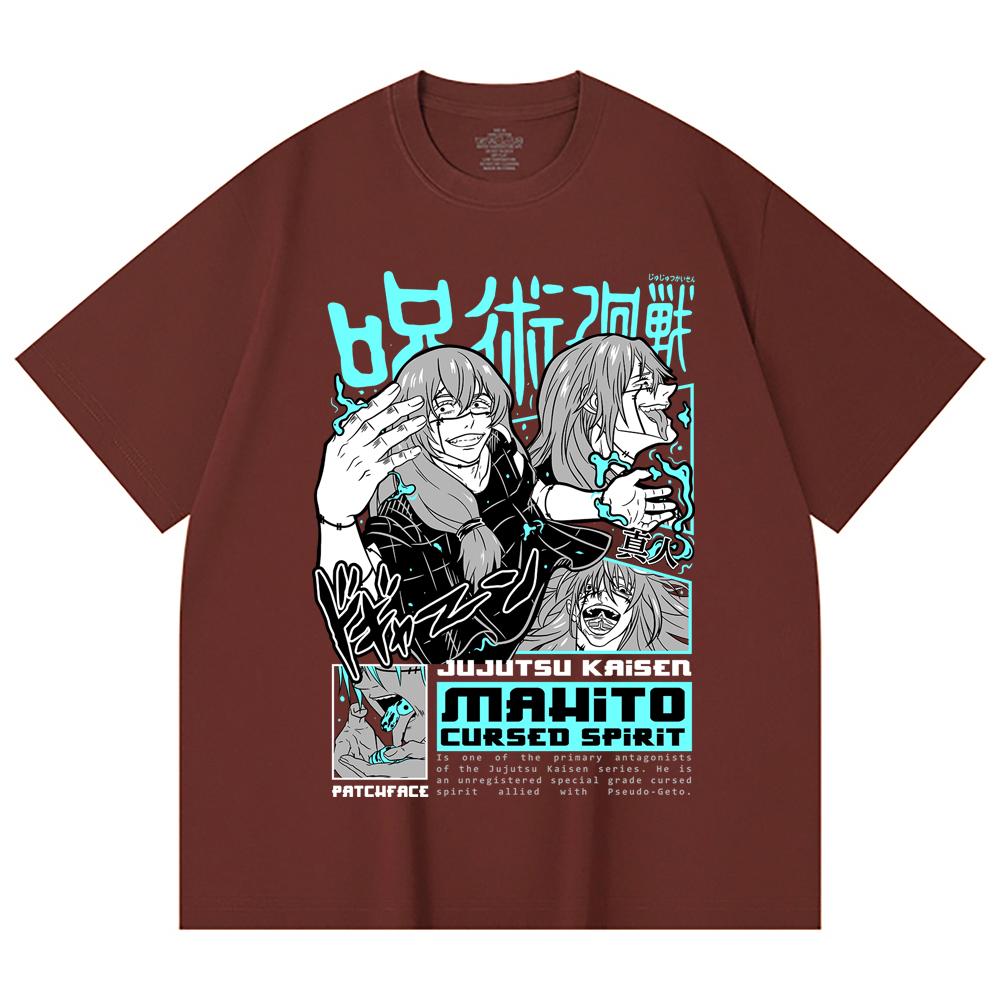 230 g/m² 100 % Baumwolle Jujutsu Kaisen V63 Mahito Print Unisex Schweres Baumwoll-T-Shirt