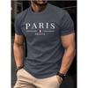 Summer men's 100% pure cotton casual loose plus size French printed sports comfortable round neck short sleeved T-shirt