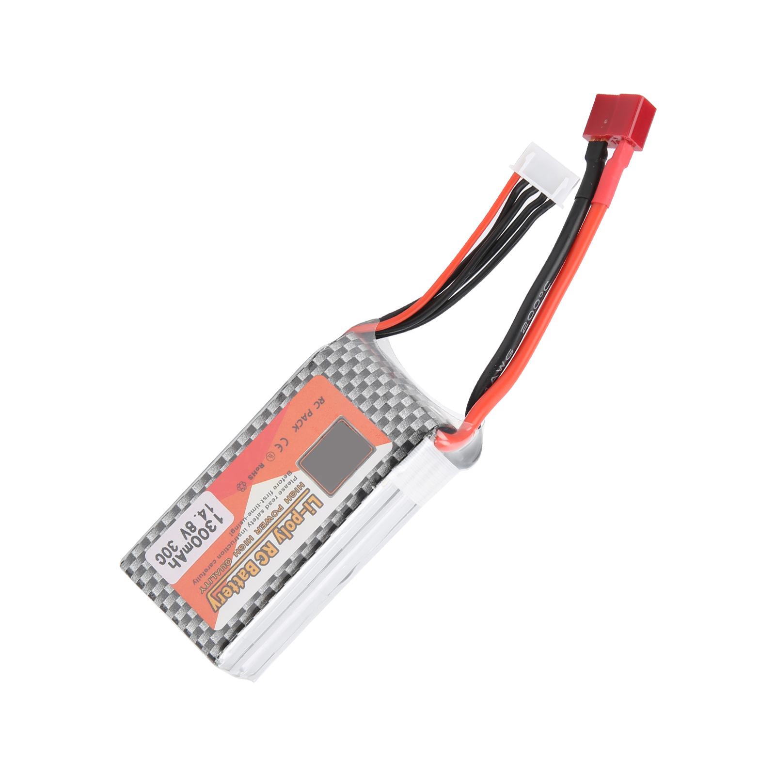 

14.8V 1300mAh 30C LiPolymer Rechargeable Battery with T Plug for RC Cars Boats Helicopter