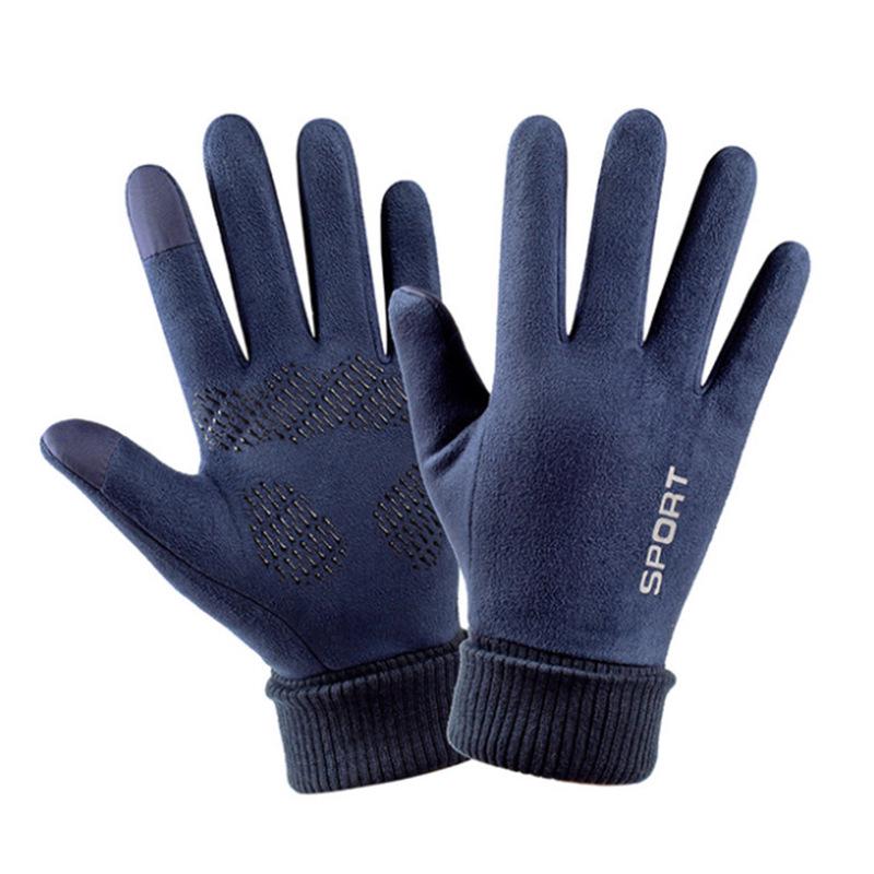 Winter Fleece-Lined Fingerless Suede Cycling Gloves - Men's & Women's Touchscreen Warm Sports Gloves