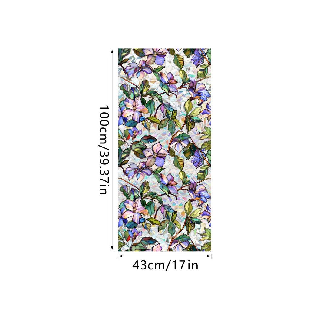 Sun Catcher Static Glass Stickers Non-Adhesive Window Sticker Decorative Privacy Flower Decal Painted Glass Rainbow Film Decors