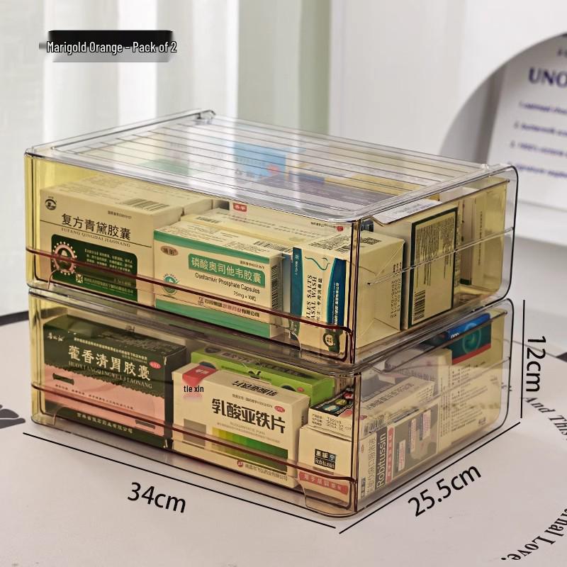 Transparent Large-Capacity Medicine Storage Box: Moisture-Proof, Dust-Proof, Drawer Type for Home Use