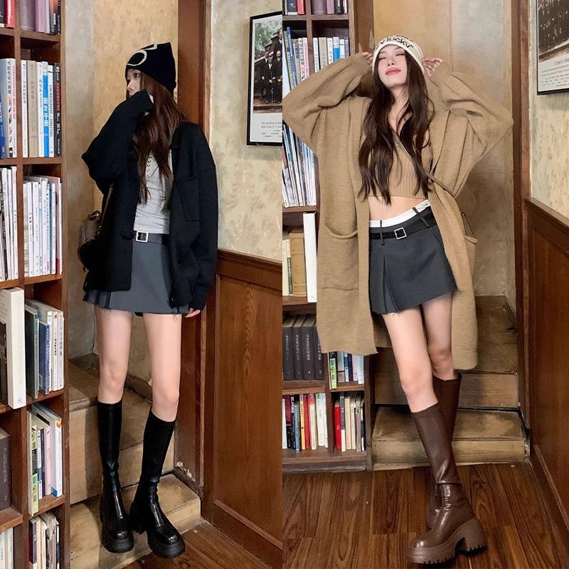 Elastic and thin, thin boots, new thick-soled heightening, small long boots, women's fat mm but knee knight boots