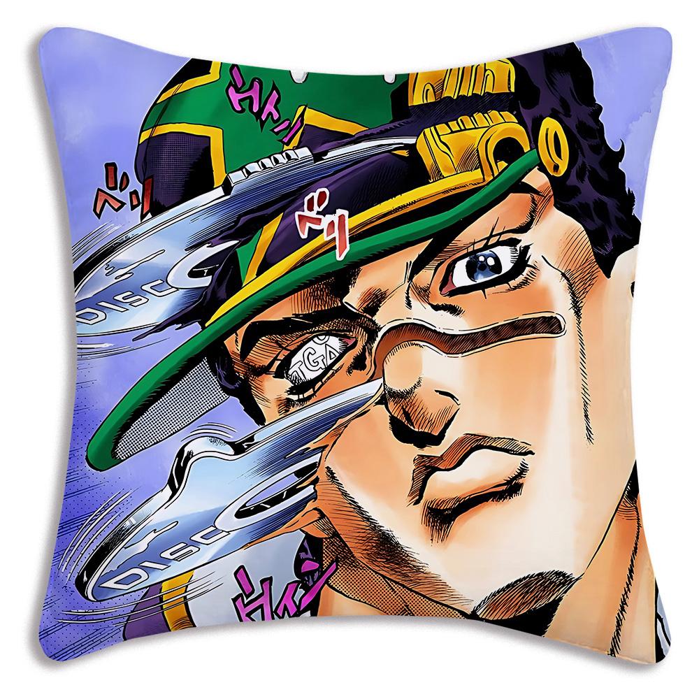 Cute JoJos Bizarre A-Adventure Pillow Covers Cartoon Sofa Decorative Home Double-sided Printing Short Plush Cute Cushion Cover