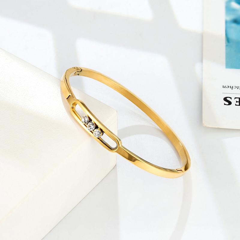 

Classic Slideable 3 Zircon Bangle for Women Wedding Day Gift Stainless Steel High Quality Love Brand Bracelet Jewelry Wholesale