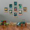 9pcs Retro Solar System Wall Art Nursery Space Pictures Retrospace Galaxy Wall Decor Outer Space Paintings Prints Sci-Fi Planet Posters for Boys
