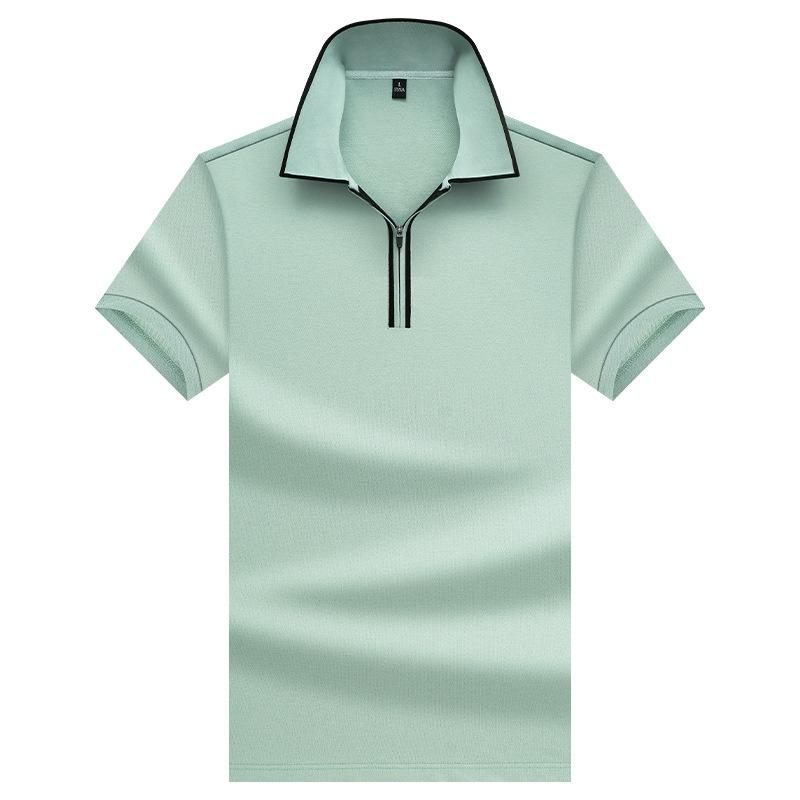 Polo tričko s krátkým rukávem, pánské prodyšné tričko z čisté bavlny, business casual top s límečkem