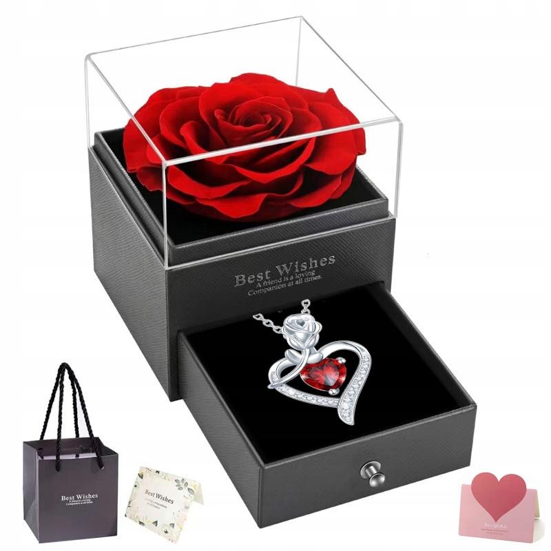 Necklace Pendant Silver Women' Rose Chain Heart CRYSTAL Gift