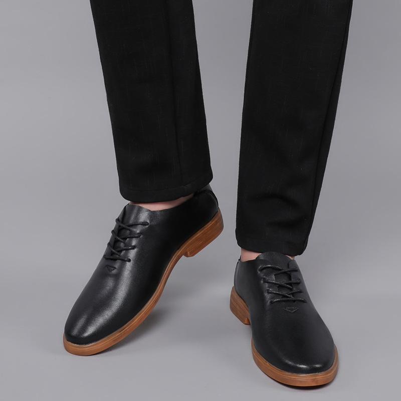 

Autumn leather shoes men s black casual shoes business dress work men s shoes small leather shoes soft shoes men 37 чорний