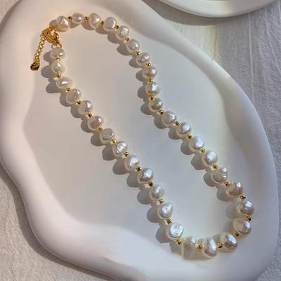 100% Natural Baroque Freshwater Pearl 14K Gold Filled Female Beads Chain Necklace For Women Mother's Day Gifts No Fade
