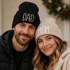 Family Matching MOM DAD Knit Beanie Elastic Turn-Up Brim Matching Hat Warm Couple Hat  Cold Weather