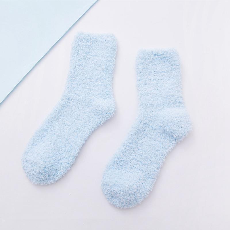 Women's Winter Tube Socks Candy Color 6PC Solid Color Thick Socks Casual Floor Socks Coral Fleece