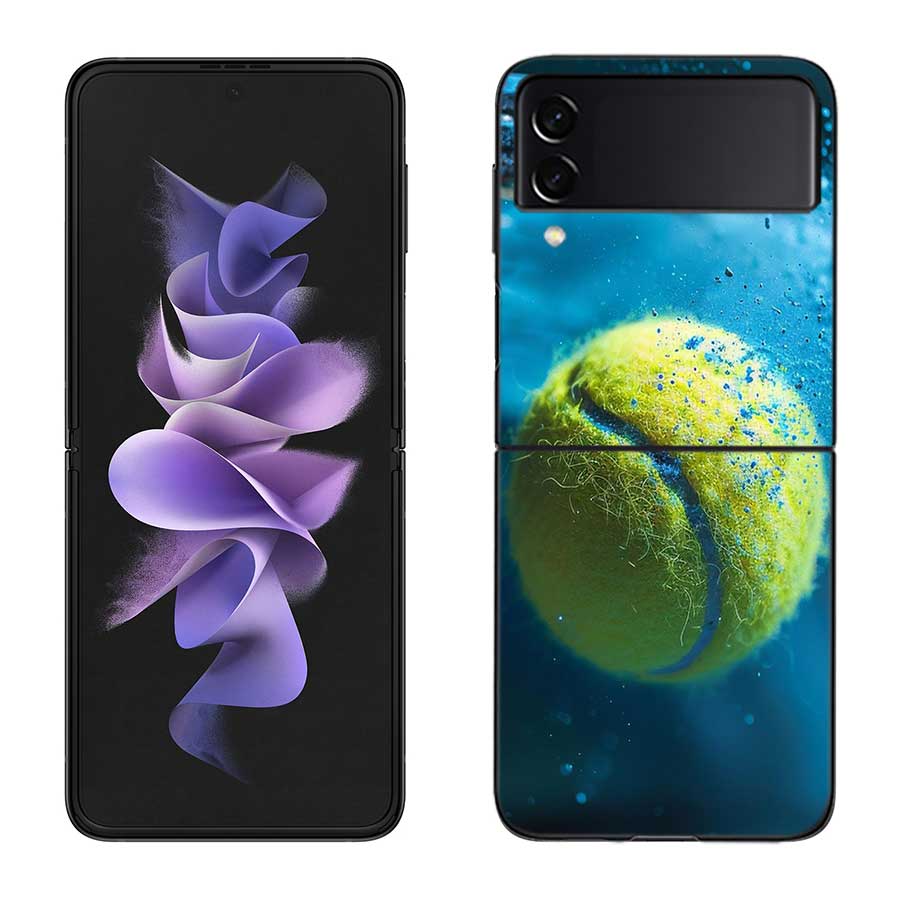 Tennis Racket Tennis Ball Phone Case For Samsung Z Flip 7 6 5G Galaxy Z Flip 5 4 3 Black Hard Cell Cover Luxury PC Shell Coque