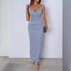 Fashionable Suspender Backless Sexy Slit Dress