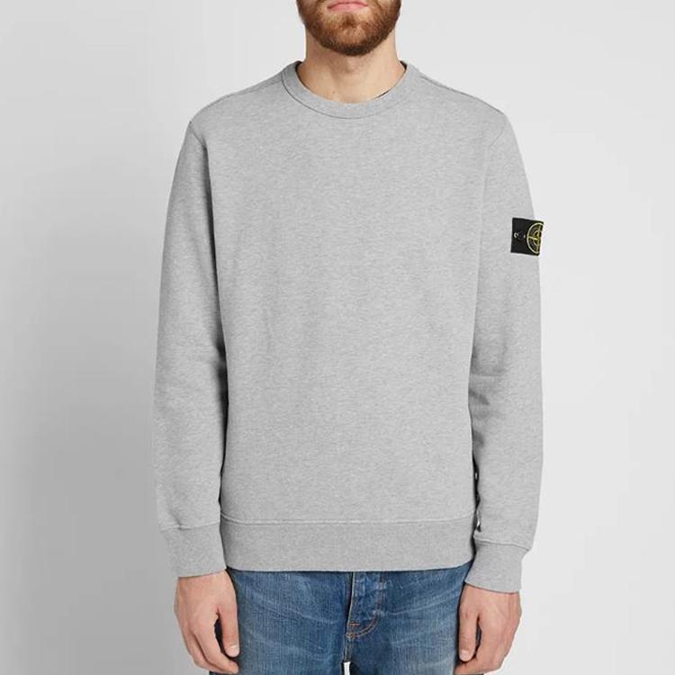 Stone Island Garment Dyed Logo Compass Badge Pullover Crewneck Sweatshirt Men sweatshirt Gray 711562720-V0M64