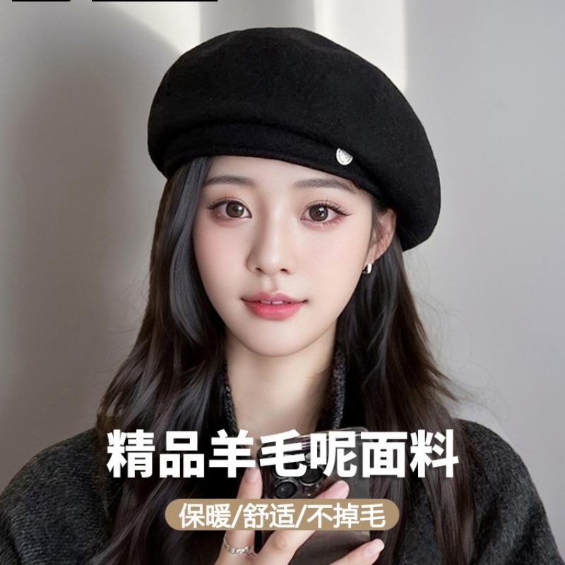 Autumn and Winter Warm Wool Beret Women's New Face Small High-end Temperament Retro Painter Hat Winter