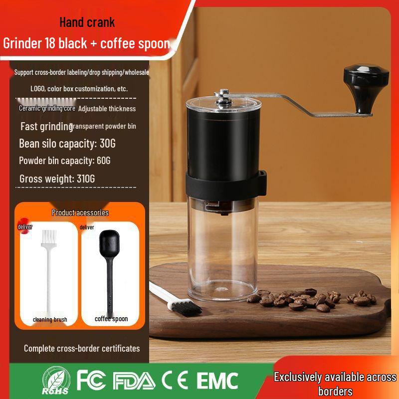 Portable Hand-Crank Coffee Grinder with Foldable Storage for Small Households