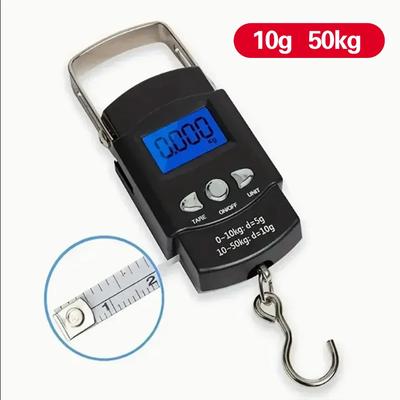 Black 50kg Portable Electronic Portable Luggage Scale LCD Digital Display Screen Express Delivery Scale Hook Mini Scale