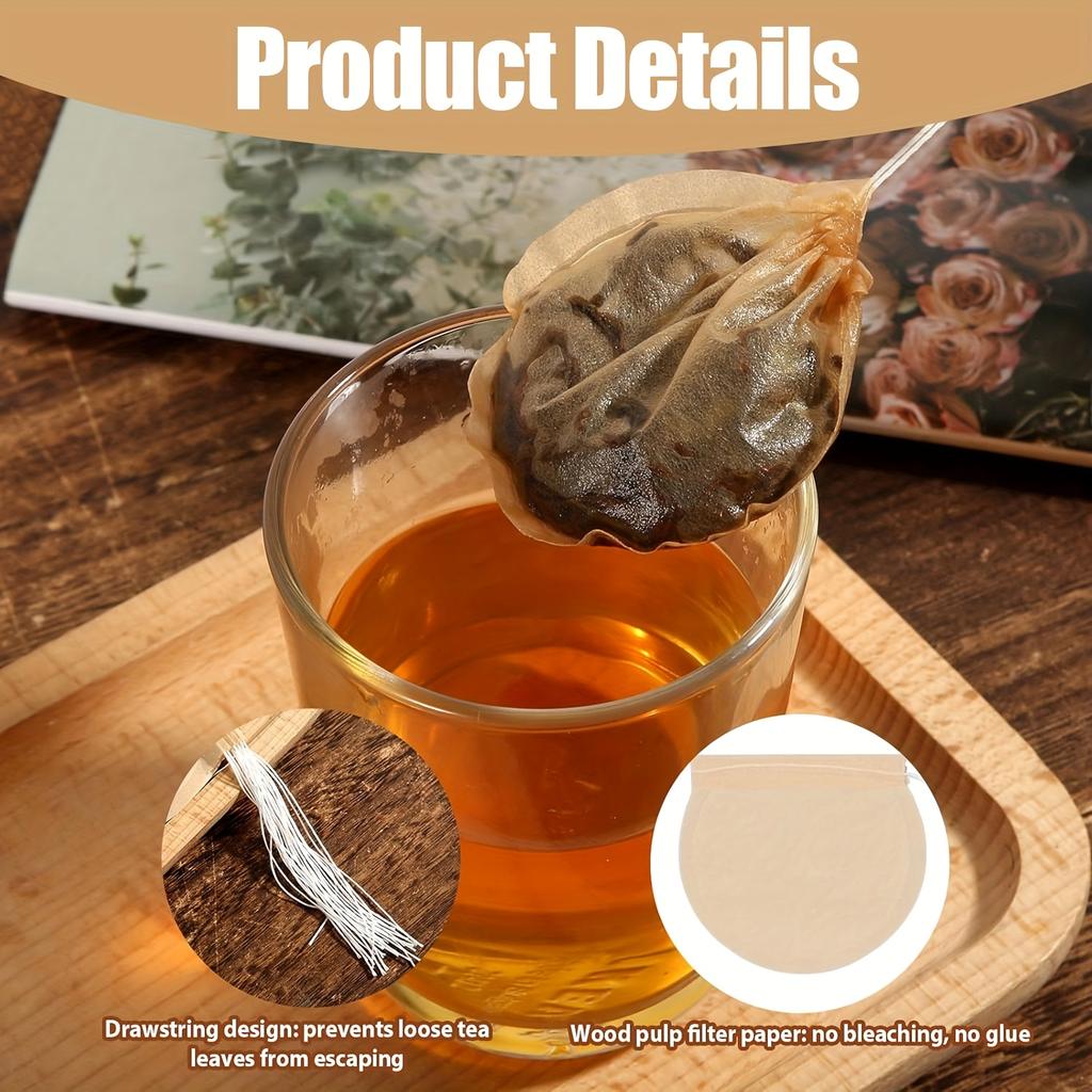100Pc 7.5cm Tea Bag Teabags Biodegradable Paper Drawstring Eco-Friendly Filter Empty Loose Leaf Powder Herbal Medicine Strainer