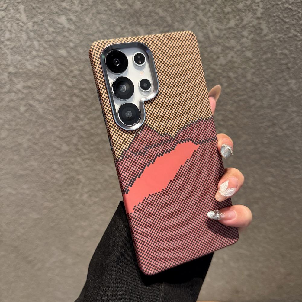For Magsafe For Samsung S26 S25 S24 Ultra Plus Carbon Fiber Texture Phone Case Wireless Charge Alloy Lens Hard PC Points Cover