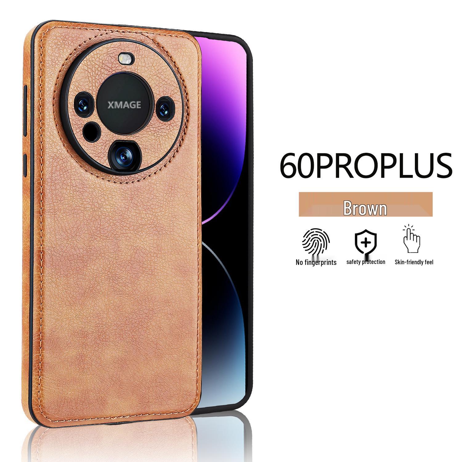 

Кожаный чехол-накладка в деловом стиле для Mate60 Pro - Противоударный, защитный чехол для телефона Mate 40 коричневый