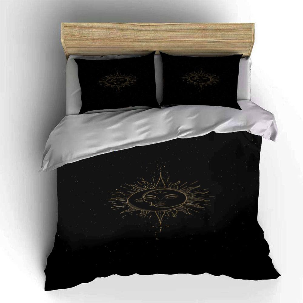 Gold sun and moon. Bedding sets Duvet cover sets Duvet covers Pillowcases(1*Duvet Cover 2*Pillowcases without duvet insert)