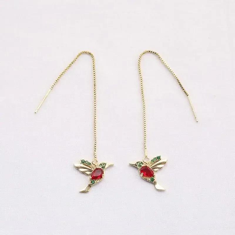 Elegantes pendientes largos con borlas y diseño de pájaro dorado para mujer, accesorios de joyería de moda, regalos creativos.