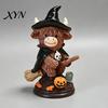 Festive Halloween Prop Highland Cow Figurine, Witch Pumpkin Skull Statue, Resin Scottish Small Desk Ornament for Calf Lovers, Shelf, Tiered