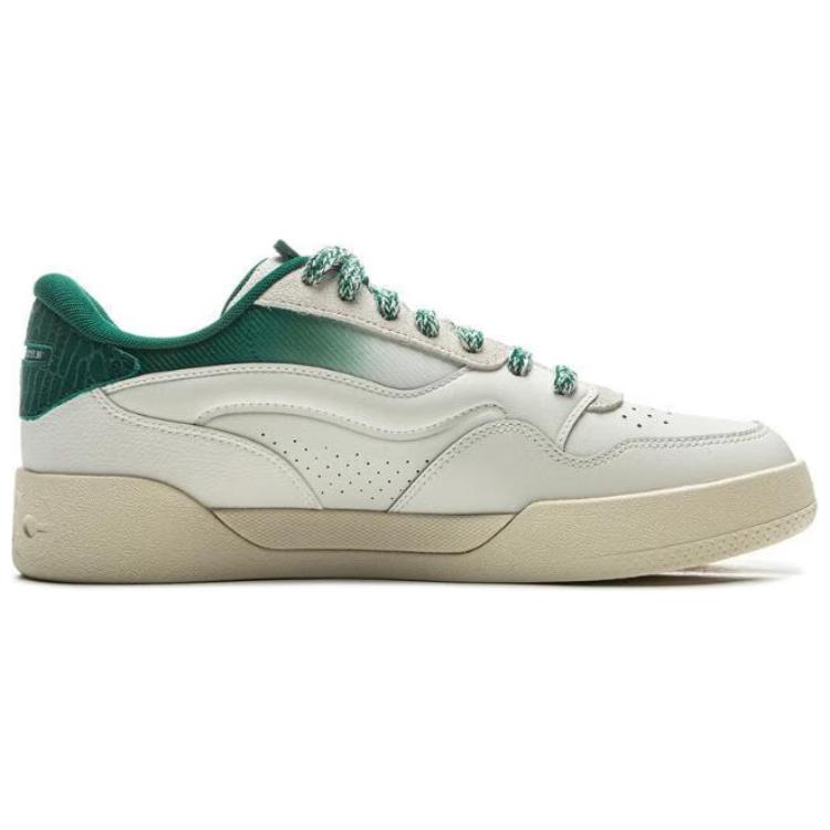 Li Ning 001 BTC 2 Comfortable Versatile Non-Slip Wear-Resistant Low-Top Skate Shoes Unisex Sneakers White Green AGCV019-2