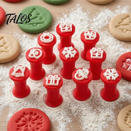 Handmade Gift Making Kit 12 Pcs Christmas Stamps Set, Candy Cane Santa Snowflake Pattern Polymer Clay Texture Tool Merry for Card Making,