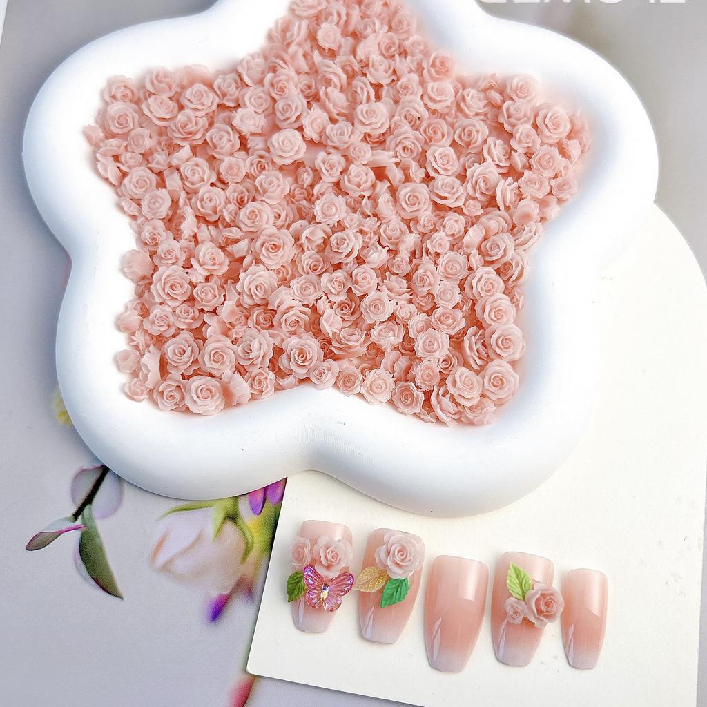 Pink Series Dried Rose Nail Art Accessories Pure Desire Rose Carving DIY Earrings Hair Clips Resin Nail Art Material Kit