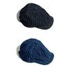 Washed cotton denim, artistic striped, eight-panel newsboy cap, unisex, British-style forward cap