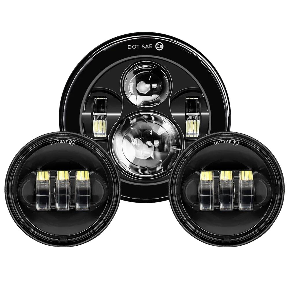 7inch LED Headlight +4.5inch Fog Lights 7"Bracket Mounting Ring Parts for Harley Touring Electra Glide Road King Street Glide