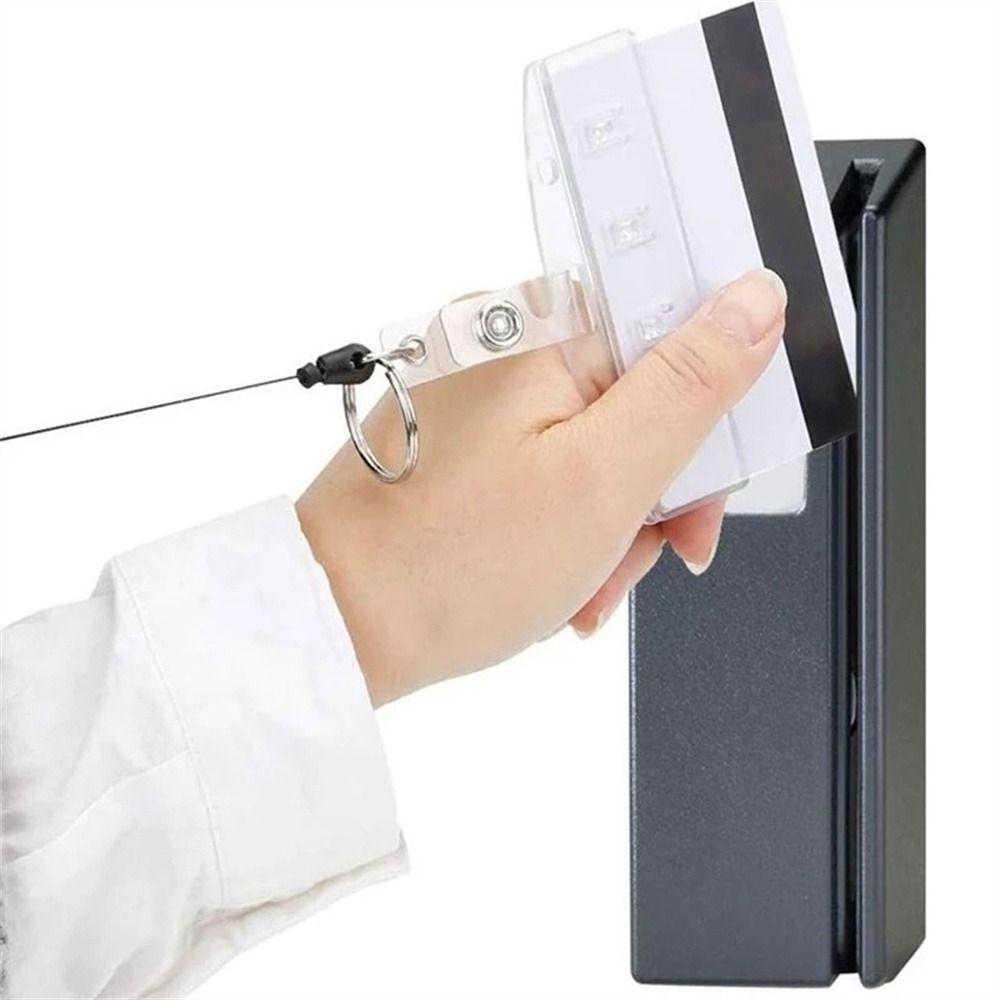 Horizontal Retractable Badge Reel Easy Pull Buckle Name Card Cover Key Chain Holders