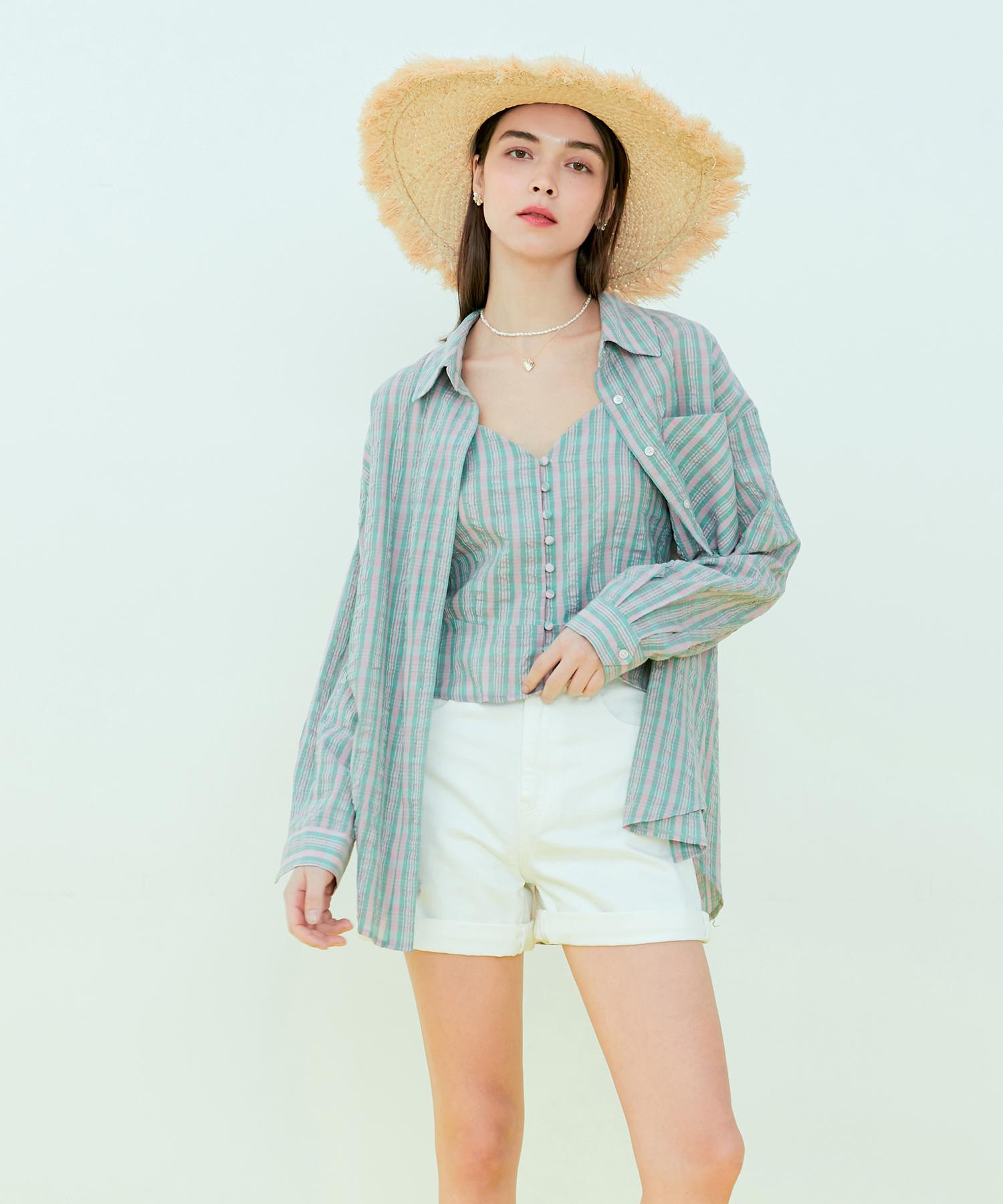 Near And Dear Bustier Layered Shirt_Pink Free