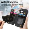 For iPhone 16 Pro Case with Card Holder Retro Leather+TPU Zipper Phone Cover