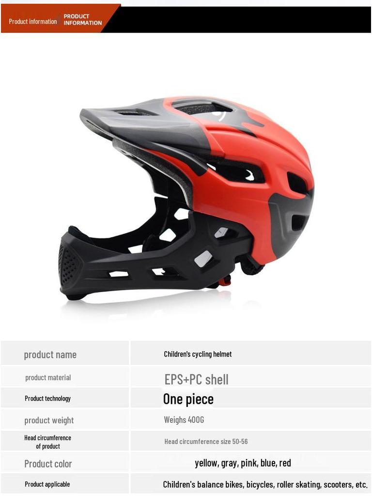 Kids Full Face Safety Helmet for Balance Bike, Cycling, Skateboarding & Roller Skating - Protective Gear for Boys & Girls