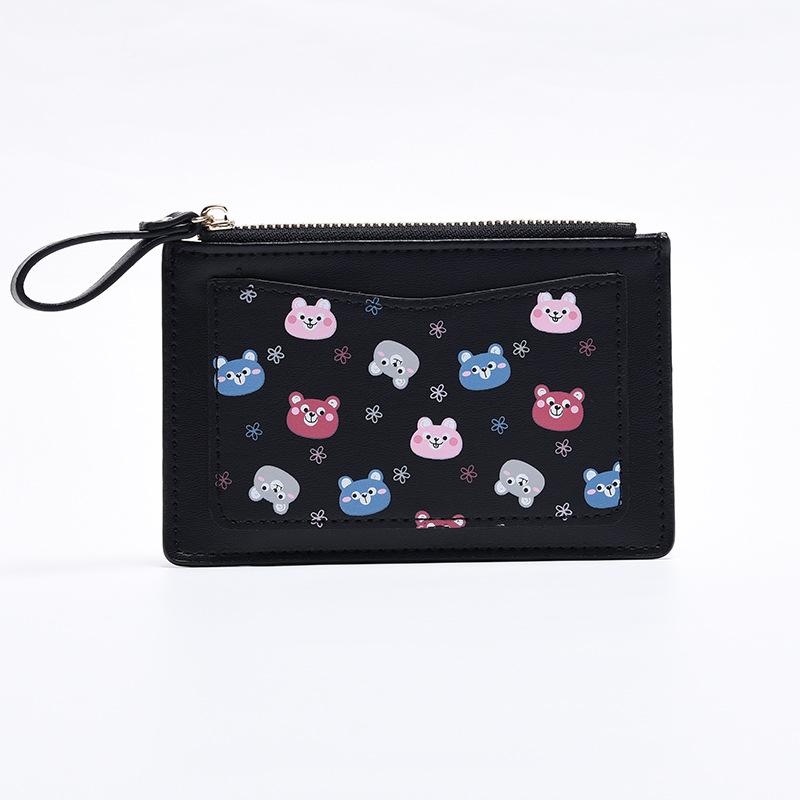 

Новый маленький кошелек женский кошелек короткий для девушек студенческий тонкий мультяшный кошелек для мелочи кошелек чёрный