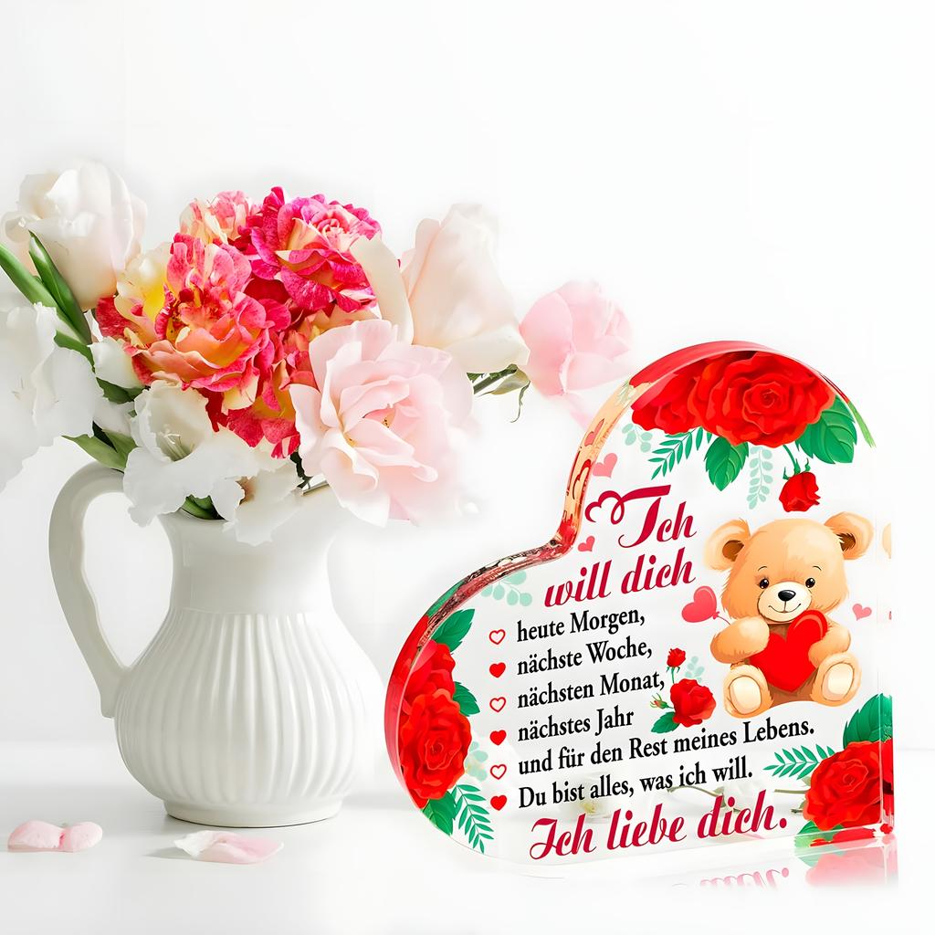 1 pz Decorazione a Cuore Acrilica | Regalo Romantico "Ti Amo" per Moglie/Fidanzata, Ideale per San Valentino, Anniversario, Compleanno - Acrilico da Tavolo