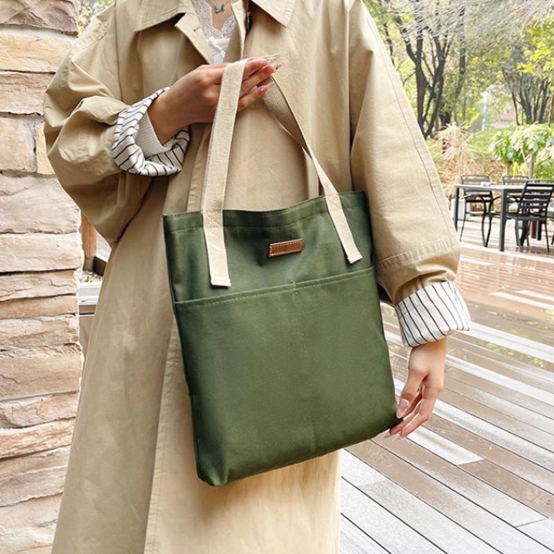 1Pc Women'S Tote Bag Canvas Sewing Thread Large Capacity Advanced Sense Handbag Convenient Practical Female'S Commuter Bag