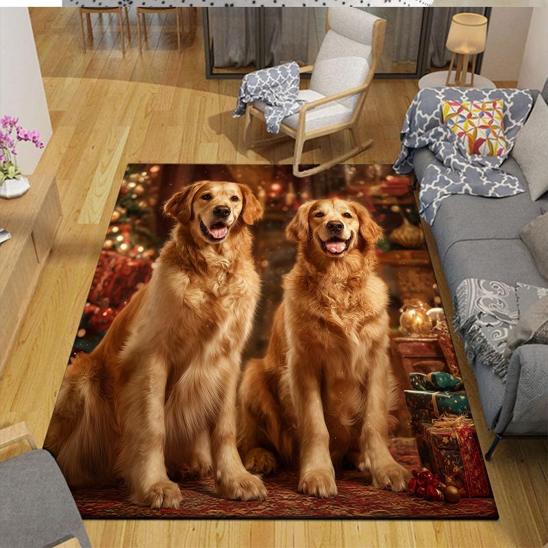 Weihnachtshund Heim Sofa Dekoration für Wohnzimmer & Schlafzimmer, Rutschfeste Spiel Flannel Bodenmatte für Spielzimmer