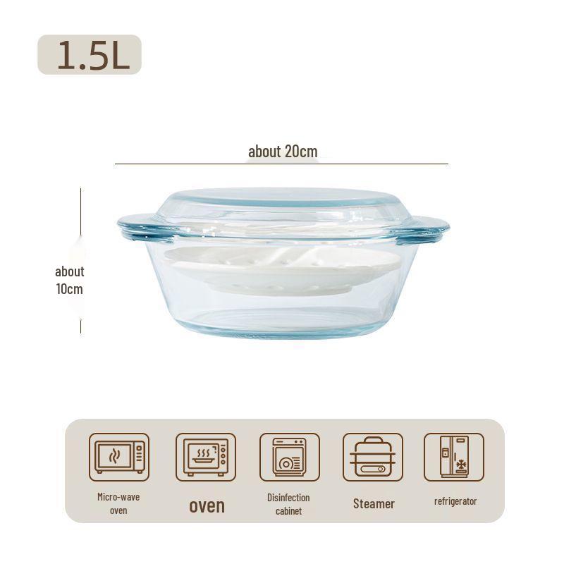 Heat-Resistant Glass Bowl with Lid for Microwave Cooking: Ideal for Rice, Baking, Soups, Instant Noodles, and More.