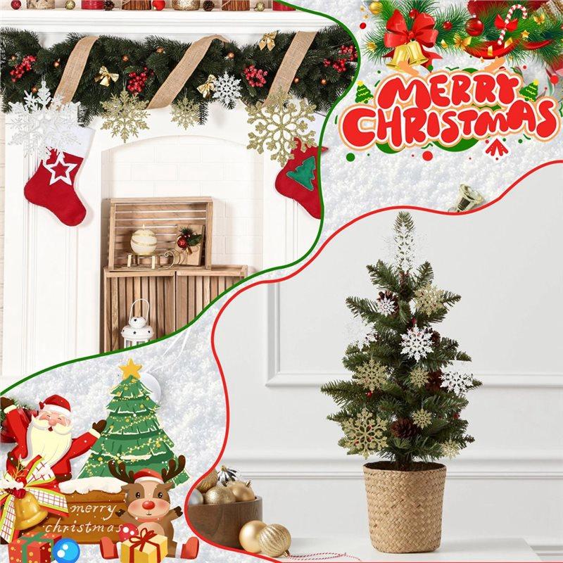 Premium-Snowflake Ornament Set 36Pcs- Plastic Christmas For Tree Decorations, Glitter Snowflakes For Holiday For Tree Flake