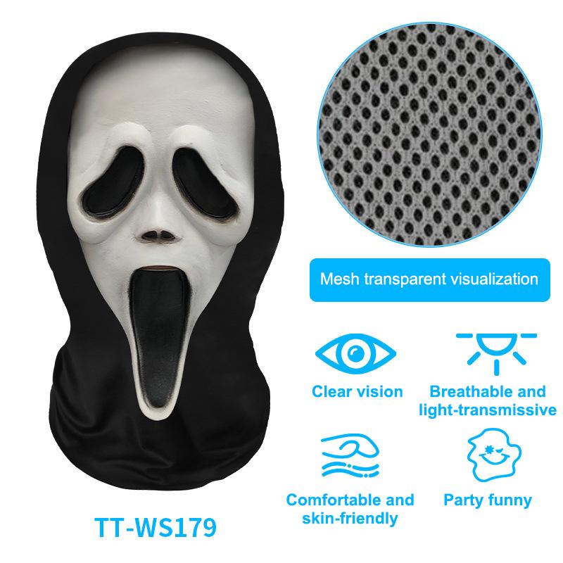 Eerie Ghost White Mask, Halloween Skull Face Costume Accessories, Party Props For Horror Cosplay Masquerade For Adults