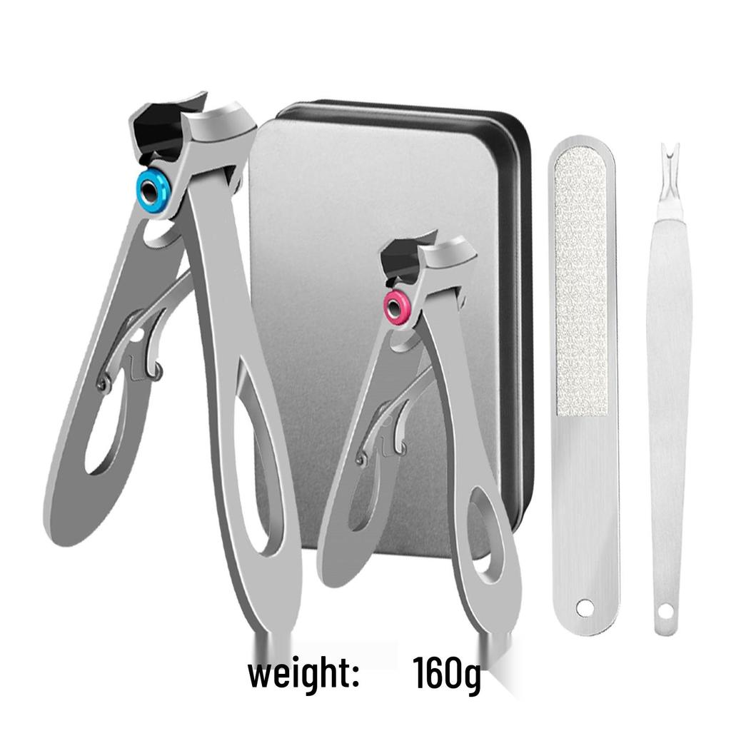 Large Anti-Splash Stainless Steel Nail Clippers - Manicure Set for Thick Toenails