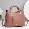 Single Solid Color Shoulder Crossbody Bag With Heart Shape Pendant Handbag Gift