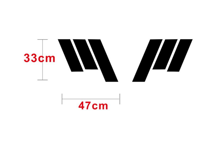 2x Racing Car Fender Hash Stripe Decal Sticker Black for Ford Mustang 2015-18