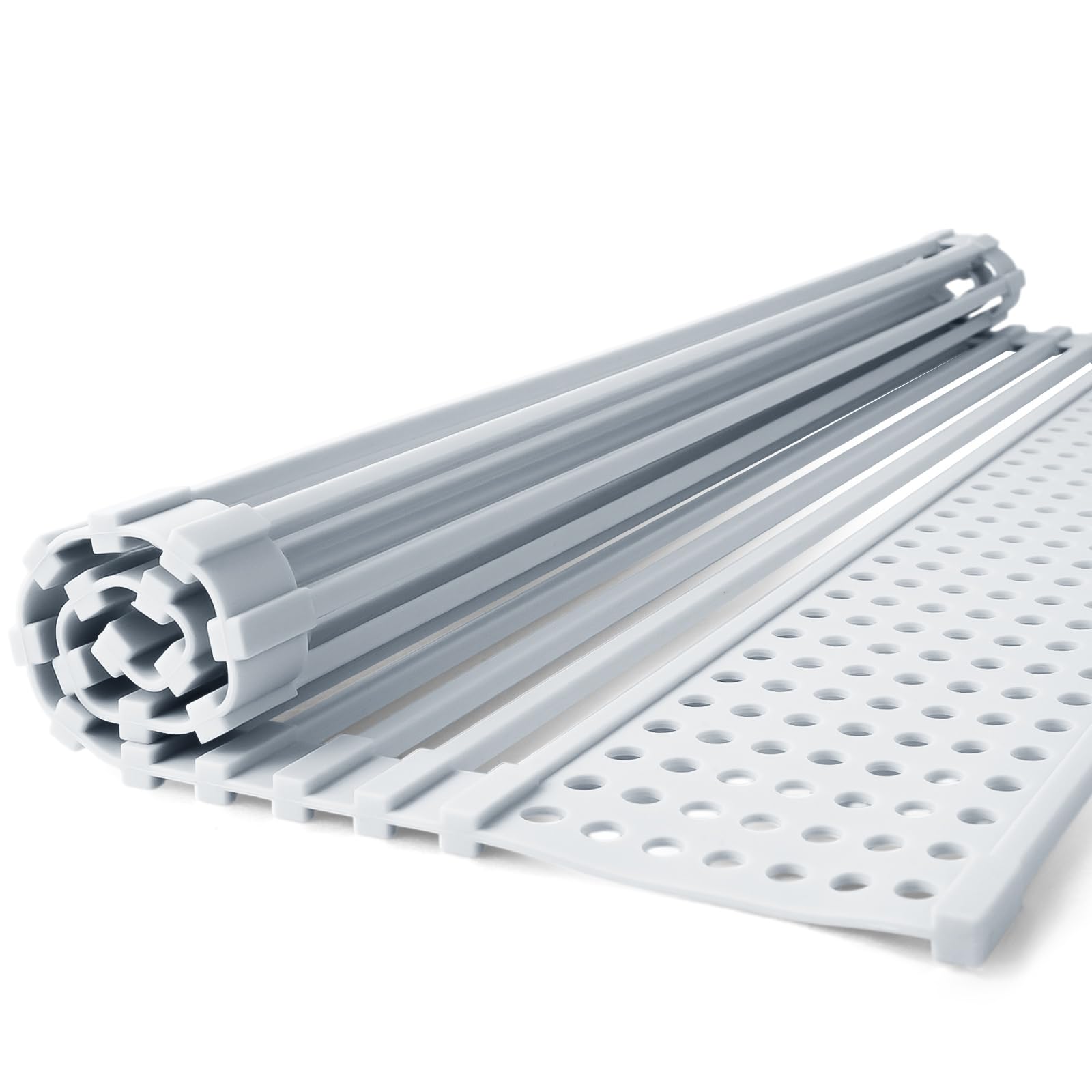 

atRise Drain Rack Выше грузоподъемности Теплостойкость Нет Living Small Может вместить пространство 52 см x Свет Поставляется с поддоном для мелких предметов Раковина, силикон, светло-серый