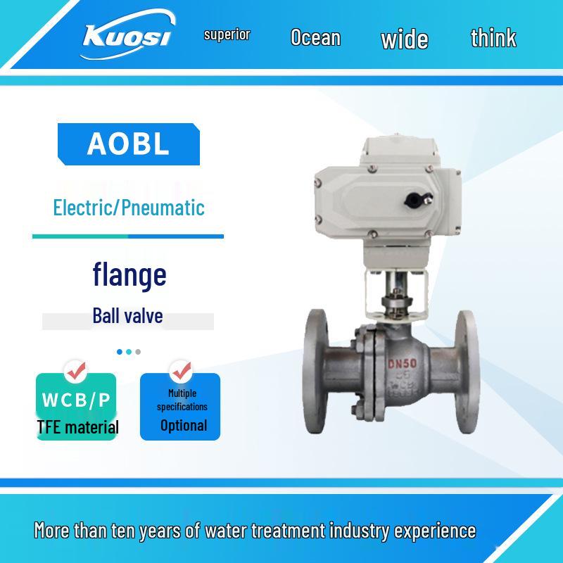 AOBL DN15 Electric/Pneumatic Actuator Flange Ball Valve with WCB/PTFE Material, AC220V